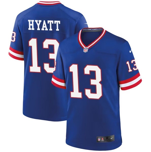 Men's New York Giants #13 Jalin Hyatt Royal Classic Stitched Jersey